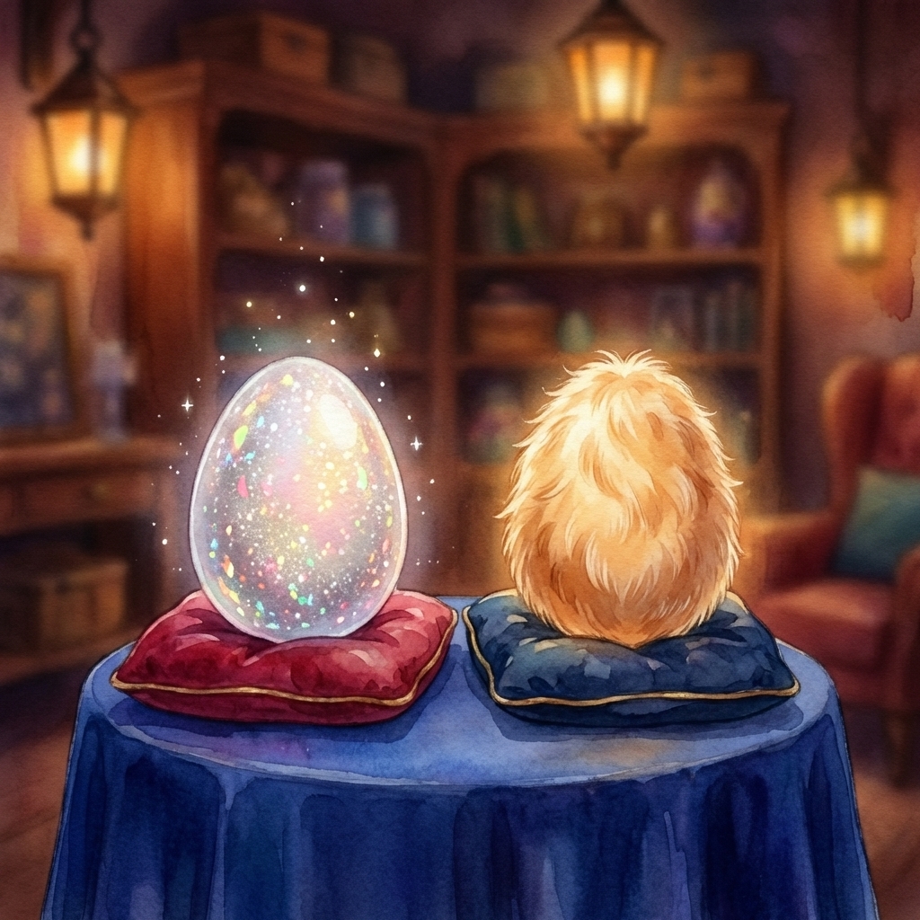 Both eggs are glowing softly. Which one do you choose?