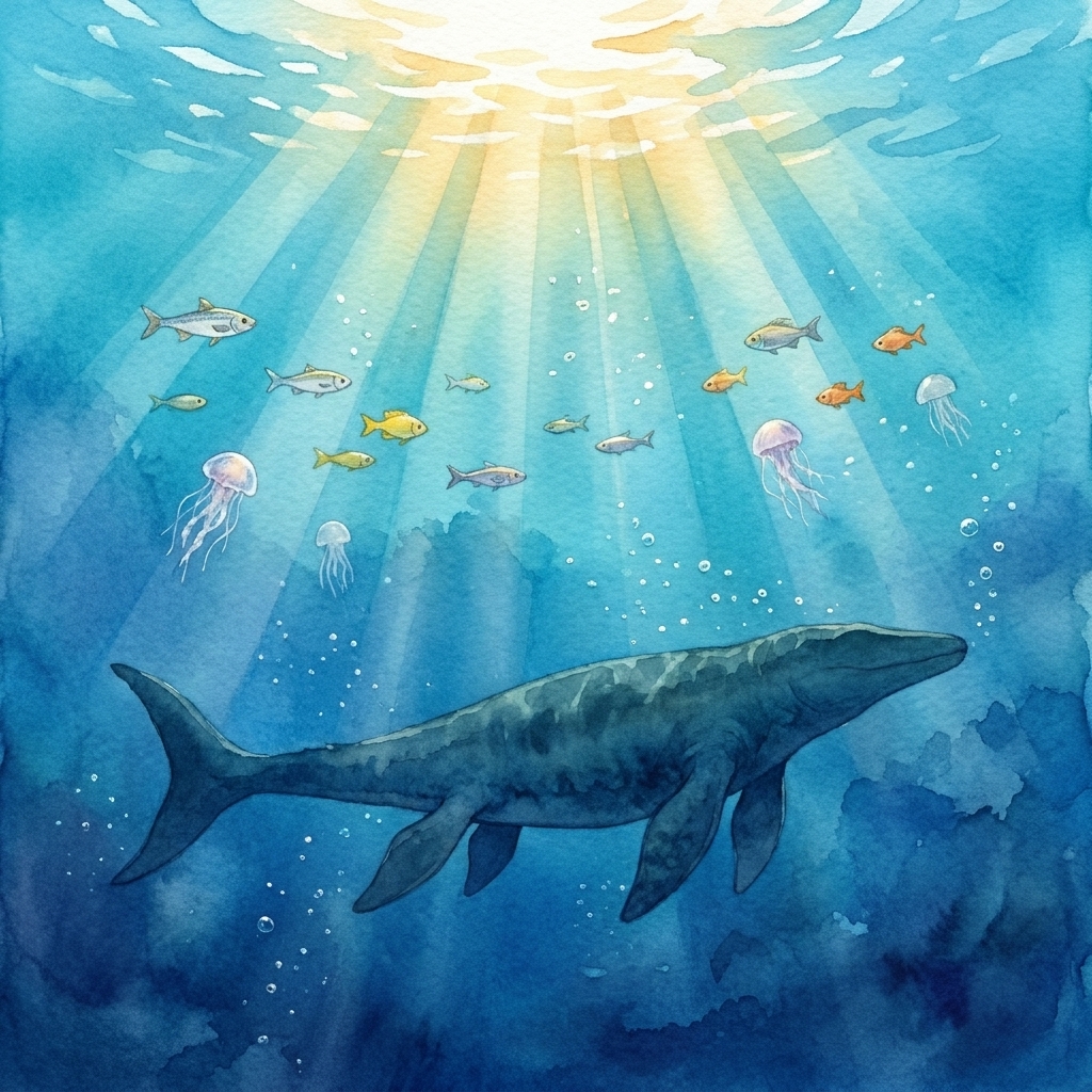 Illustration from Mosasaurus' Wide Blue Sea