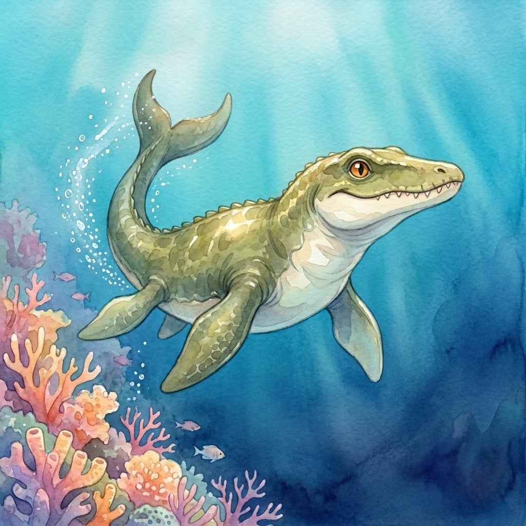 She gives her tail a flick. Where will she swim?