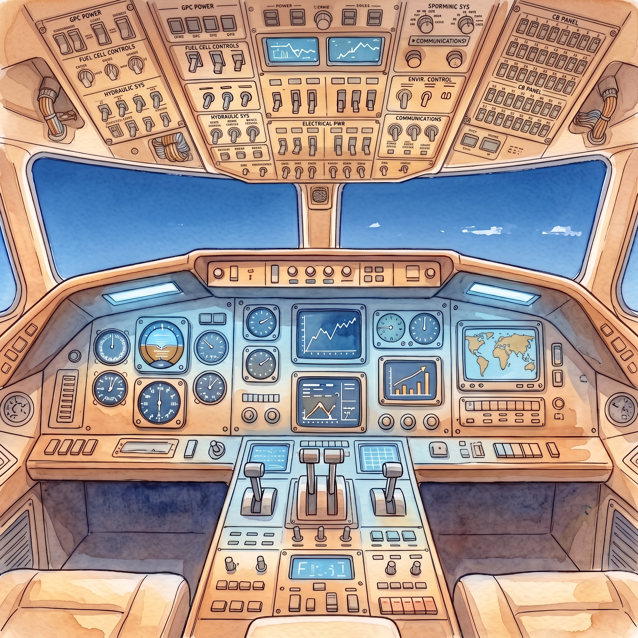 Higher and higher we climb! Every dial and switch has something to tell us. What shall we check first?
